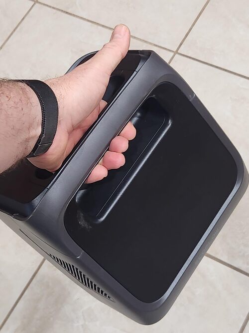 EcoFlow River 3 Plus being carried by its integrated top handle
