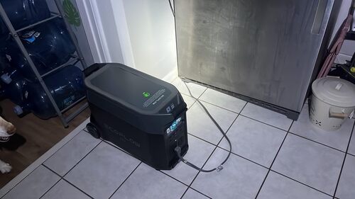 EcoFlow DELTA Pro powering a refrigerator indoors during backup power use