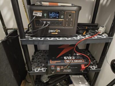 Pecron F3000LFP power station connected to a 5120Wh server rack battery for expanded backup power
