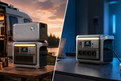 Anker SOLIX C1000 Gen 1 and Gen 2 portable power stations shown in split camping and home backup scenes.