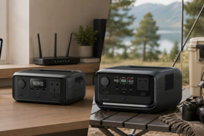 EcoFlow River 3 and River 3 Plus portable power stations shown side by side for home office backup and camping use.