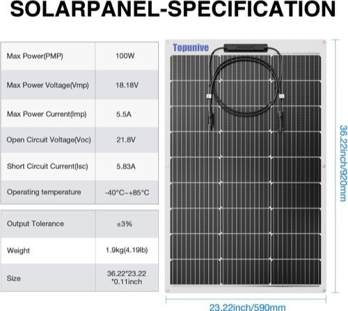 100W Flexible Solar Panel unfolded and set up outdoors in direct sunlight