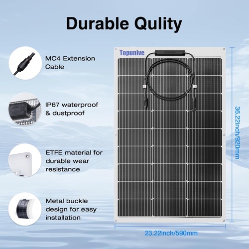 100W Flexible Solar Panel mounted and charging in a real-world off-grid setup