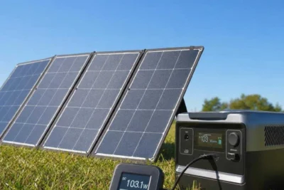 Measuring how much power a solar panel produces with a watt meter in full sun Filename: how-much-power-does-a-solar-panel-produce-featured