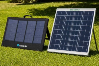 Renogy vs ECO-WORTHY solar panels compared side by side in full sun