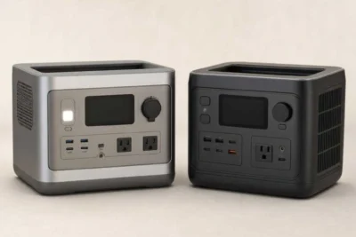 Two portable power station solar generators shown side by side for comparison
