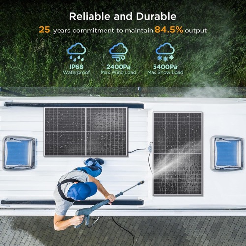 Callsun 400W Bifacial Solar Panel deployed on its stand angled toward the sun