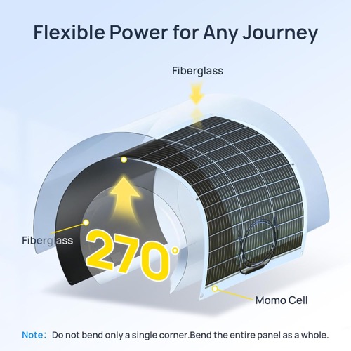 ECO-WORTHY 260W Flexible Solar Panel Kit deployed on its stand angled toward the sun