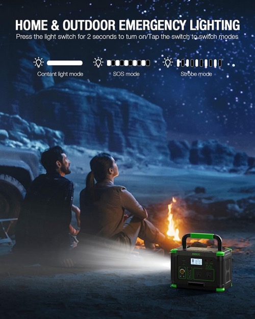 GRECELL 500W solar generator kit charging devices in a real-world off-grid setup