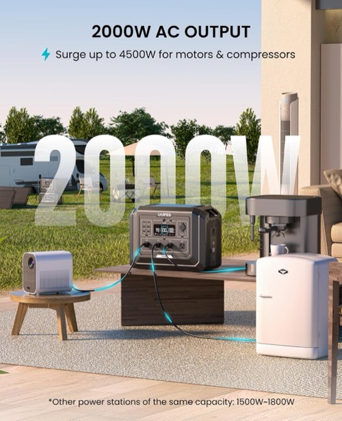 OUPES 2000W solar generator kit power station and solar panel set up outdoors in the sun
