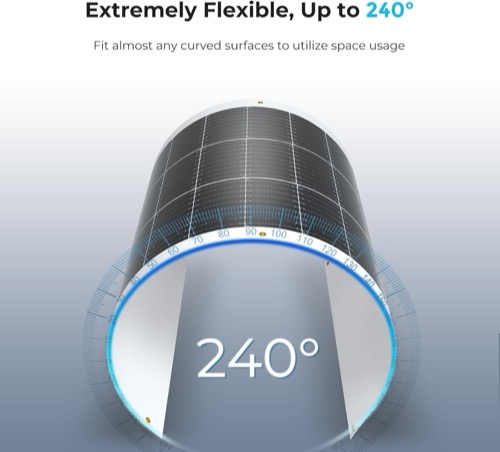 Renogy 100W Flexible Solar Panel unfolded and set up outdoors in direct sunlight