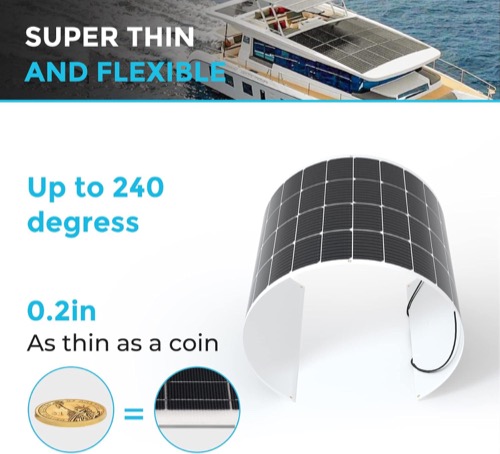 Renogy 200W Flexible Solar Panel unfolded and set up outdoors in direct sunlight