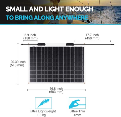 Renogy 50W Flexible Solar Panel mounted and charging in a real-world off-grid setup