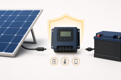 Solar charge controller protecting the connection between a solar panel and battery