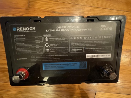 Top view of a Renogy Core Mini battery with M8 terminals