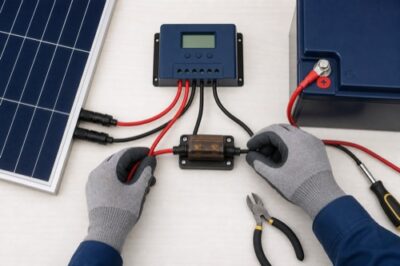 Safe solar charge controller wiring with a fused battery connection