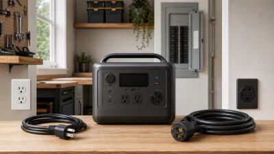 120-volt and 240-volt portable power station circuit planning scene